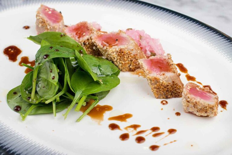 Fresh seared ahi tuna, the kind of fish you get at Poke for the People on the North Shore