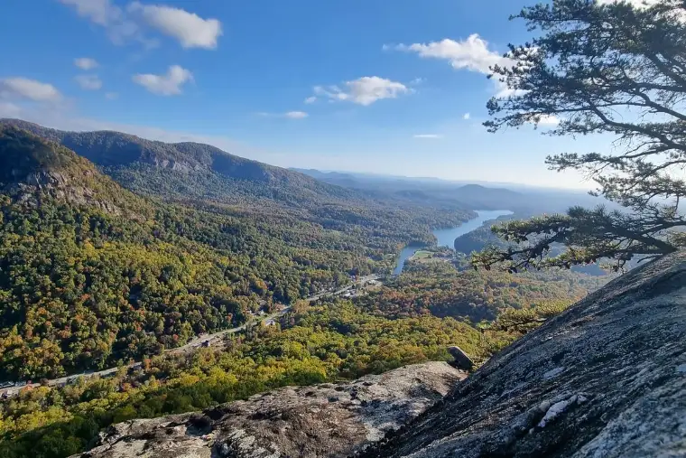 View from Chimney Rock over Hickory Nut Gorge and Lake Lure near Asheville