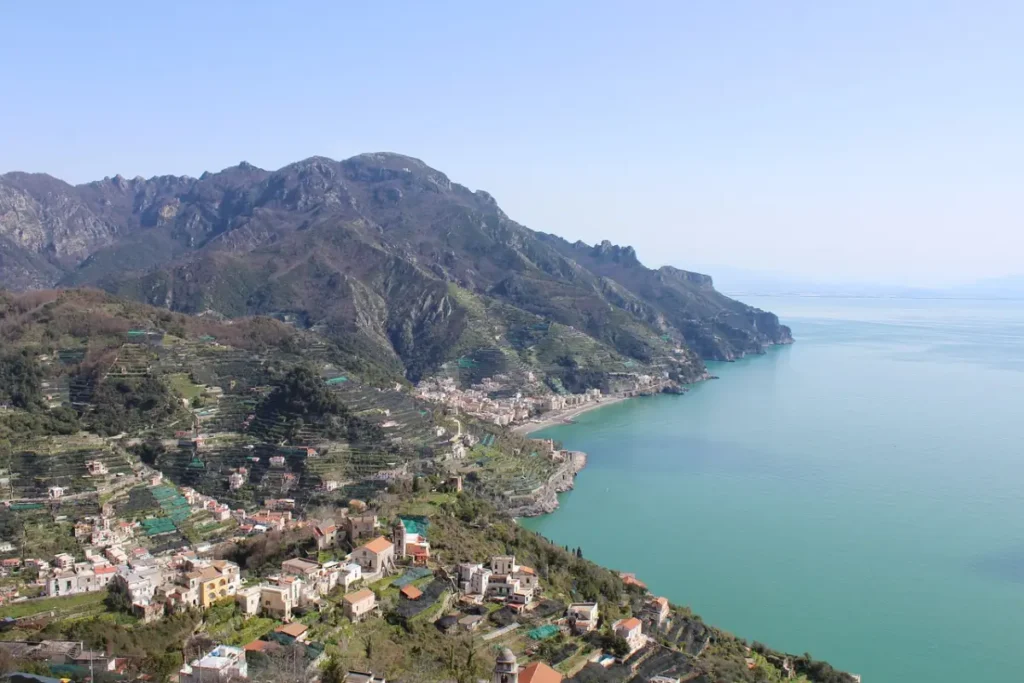 Cliffs and sea along the coast in amalfi