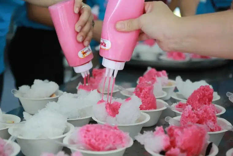 Colourful shave ice with syrup, a classic Haleiwa treat, north shore oahu restaurants