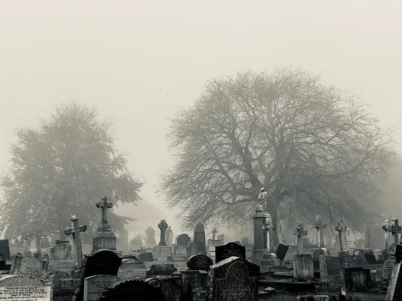 Old cemetery used for ghost tours in historic towns