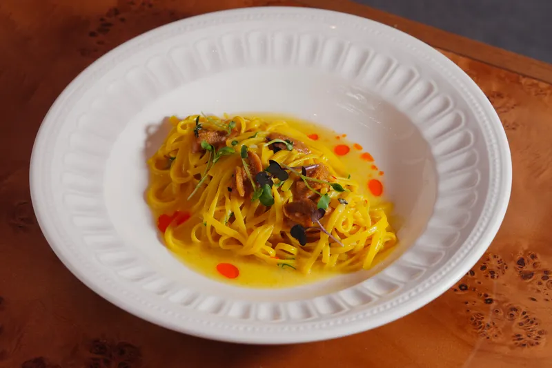 Saffron spaghetti, a modern Italian pasta dish like those at Il Ritorno in downtown St Pete