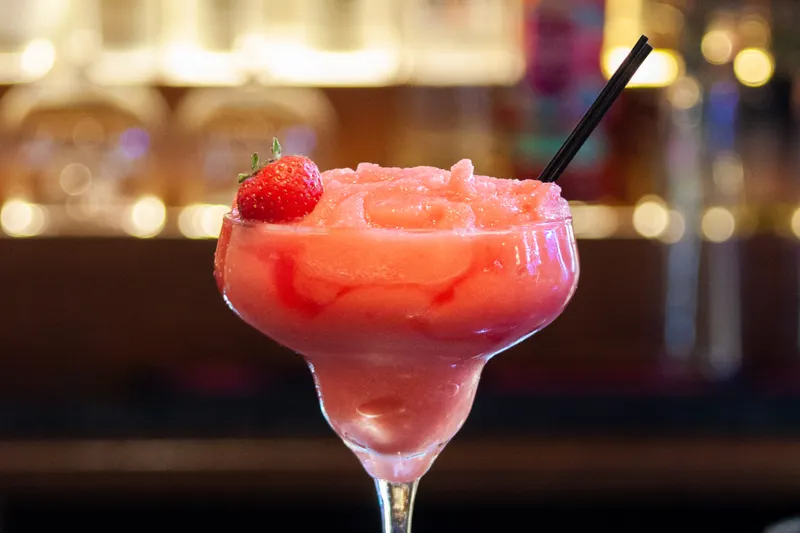 Pink frozen margarita, inspired by the Pink Streets Margarita at Perry's Porch