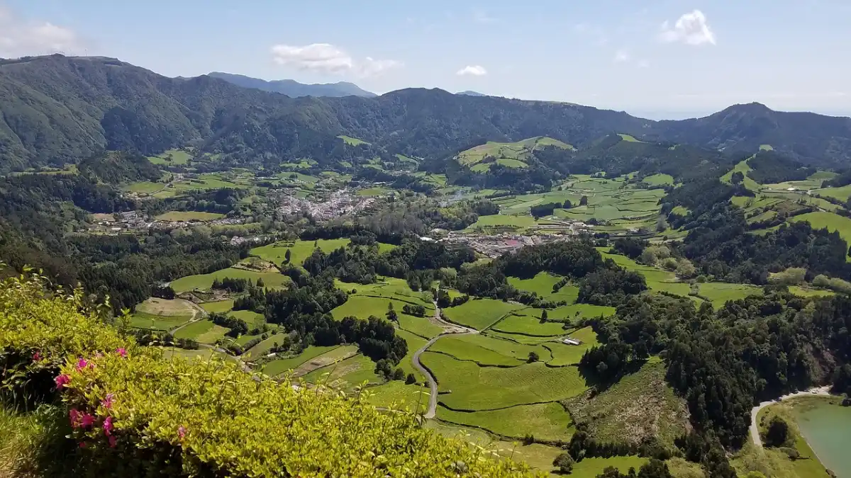 Green volcanic valley scenery seen on hikes on São Miguel