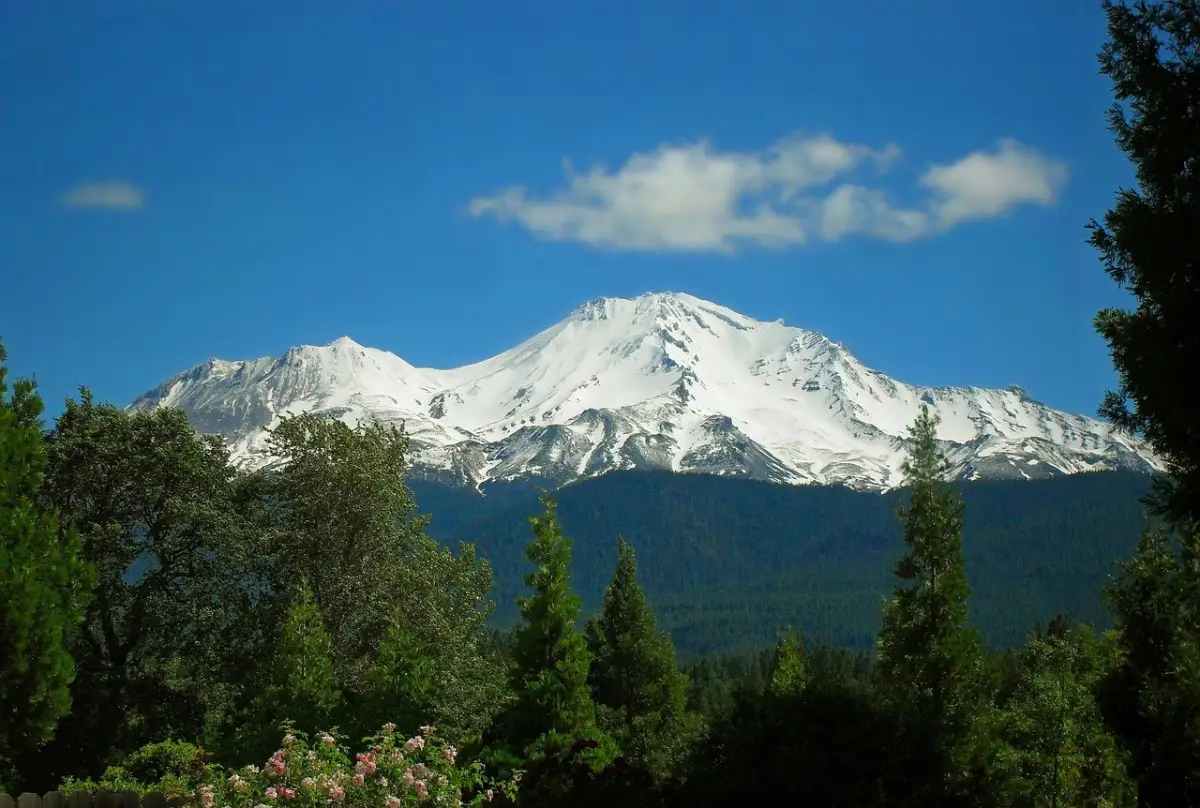 Snow-capped peak of Mount Shasta, the centerpiece of things to do in Mount Shasta CA